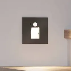 Arcchio Neru LED-Einbaulampe Sensor eckig, schwarz, schwarz, für Wohn- / Esszimmer, Aluminium, Modern, Wandeinbaustrahler