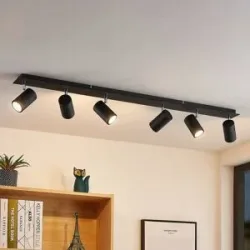 Lindby Deckenstrahler Joffrey, 116 cm, schwarz, 6-flg., GU10 Joffrey Lindby, dimmbar, schwarz, für Wohn- / Esszimmer, Metall, Modern, Strahler