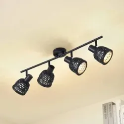 Deckenlampe Eskil Lindby, dimmbar, schwarz, für Wohn- / Esszimmer, Bambus, Modern, Deckenlampe