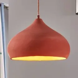 Hängelampe Fiona Lindby, dimmbar, terracotta, für Wohn- / Esszimmer, Beton, Mediterran, Pendelleuchte