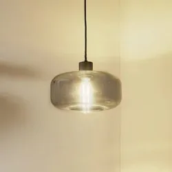 Glas Hängelampe Hildur Lindby, dimmbar, alu / grau / zink, für Wohn- / Esszimmer, Glas, Pendelleuchte