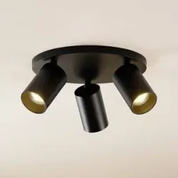 Arcchio Strahler Brinja, schwarz, rund, Ø 6 cm, 3-flg., GU10 Brinja Arcchio, dimmbar, schwarz, für Flurbereich, Aluminium, Modern, Strahler