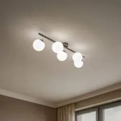 Deckenlampe Drum Domiluce, dimmbar, braun / rost, für Wohn- / Esszimmer, Metall, Deckenlampe