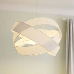 Hängelampe Simaria Lindby, dimmbar, weiß / opal, für Wohn- / Esszimmer, Textil / Stoff / Seide, Modern, Pendelleuchte