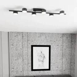 Deckenstrahler Bet, Länge 100 cm, schwarz, Metall, 6-flg. Bet EMIBIG LIGHTING, dimmbar, schwarz, für Wohn- / Esszimmer, Metall, Modern, Strahler