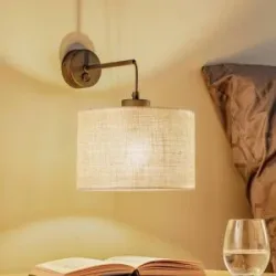 Wandlampe Juta TK Lighting, dimmbar, für Wohn- / Esszimmer, Textil / Stoff / Seide, Wandleuchte, Wandlampe Innen