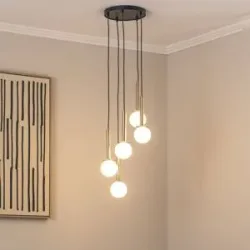 Glas Hängelampe Daisy SIGMA, dimmbar, weiß / opal, für Wohn- / Esszimmer, Metall, Modern, Pendelleuchte
