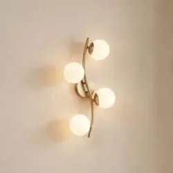 Wandlampe Josiana Lindby, dimmbar, messing / gold, für Wohn- / Esszimmer, Glas, Modern, Wandleuchte, Wandlampe Innen