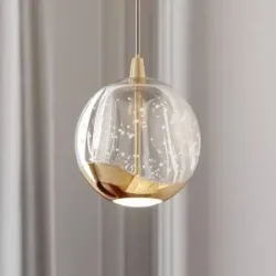Glas Hängelampe Hayley Lucande, klar / transparent, für Wohn- / Esszimmer, Glas, Modern, Pendelleuchte