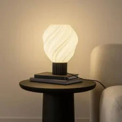 Lindby Tischleuchte Nuvia, Höhe 39,1 cm, weiß, 3D Druck Nuvia, weiß / opal, für Wohn- / Esszimmer, Modern, Deckenlampe