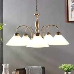 Glas Hängelampe Otis Lindby, dimmbar, bronze / altmessing, für Küche, Glas, Antik, Pendelleuchte