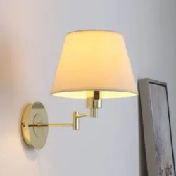 Wandlampe POLA Lindby, creme / amber, für Wohn- / Esszimmer, Textil / Stoff / Seide, Modern, Wandleuchte, Wandlampe Innen