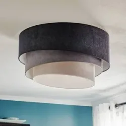 Deckenlampe Pastell Trio Duolla, dimmbar, alu / grau / zink, für Wohn- / Esszimmer, Textil / Stoff / Seide, Junges Wohnen, Deckenlampe