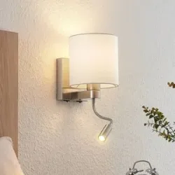 Wandlampe Brinja Lucande, alu / grau / zink, für Wohn- / Esszimmer, Textil / Stoff / Seide, Wandleuchte, Wandlampe Innen