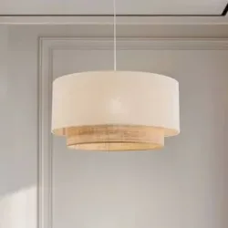 Hängelampe Boho Duolla, dimmbar, weiß / opal, für Schlafzimmer, Metall, Pendelleuchte
