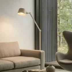 Stehlampe Silka Lucande, creme / amber, für Arbeitszimmer / Büro, Metall, Modern, Stehlampe