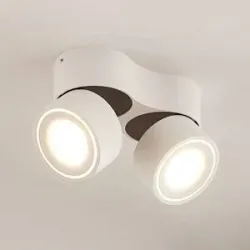 Arcchio LED-Deckenstrahler Rotari, weiß, 2-flg., 2270lm Rotari Arcchio, dimmbar, weiß / opal, für Flurbereich, Aluminium, Modern, LED Deckenlampe