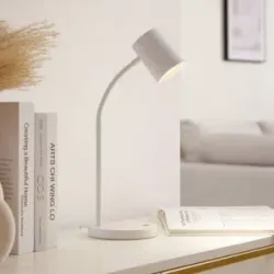 Schreibtischlampe Radka Lindby, weiß / opal, für Arbeitszimmer / Büro, Kunststoff, Modern, Tischlampe