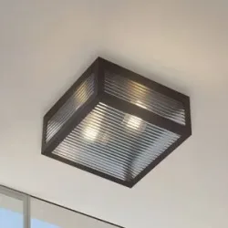 Lindby Außendeckenleuchte Bolgar, schwarz, Metall, Glas Bolgar Lindby, dimmbar, schwarz, Metall, Modern, Deckenlampe