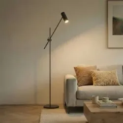 Stehlampe Vilo Lindby, schwarz, für Wohn- / Esszimmer, Metall, Skandinavisch, Stehlampe