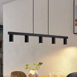 Hängelampe Baliko Lindby, dimmbar, schwarz, für Wohn- / Esszimmer, Metall, Modern, Pendelleuchte