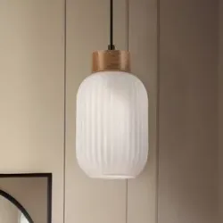 Glas Hängelampe Harmony Lamkur, dimmbar, weiß / opal, für Wohn- / Esszimmer, Glas, Skandinavisch, Pendelleuchte