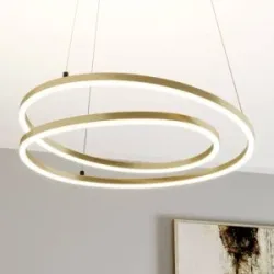 Hängelampe Davian Lindby, dimmbar, messing / gold, für Wohn- / Esszimmer, Aluminium, Modern