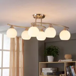 Deckenlampe Svean Lindby, dimmbar, alu / grau / zink, für Wohn- / Esszimmer, Glas, Modern, Deckenlampe