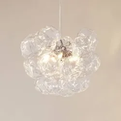 Glas Hängelampe Diborah Lucande, dimmbar, klar / transparent, für Wohn- / Esszimmer, Glas, Design, Pendelleuchte