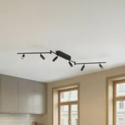LED Deckenlampe Eldrin Lindby, schwarz, für Wohn- / Esszimmer, Metall, Modern, LED Deckenleuchte