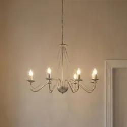 Kronleuchter Malbo, weißgold, Metall, 8-flammig, E14 Malbo HELAM, dimmbar, messing / gold, für Wohn- / Esszimmer, Metall, Modern