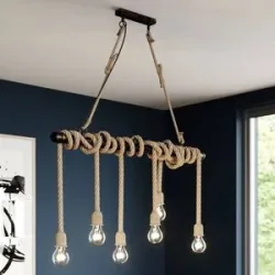 Hängelampe Hajo Lindby, dimmbar, braun / rost, für Wohn- / Esszimmer, Metall, Vintage, Pendelleuchte