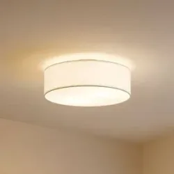 Deckenlampe Sebatin Lindby, dimmbar, creme / amber, für Schlafzimmer, Textil / Stoff / Seide, Modern, Deckenlampe