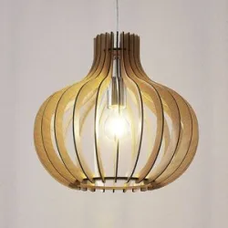 Holz Hängelampe Sina Lindby, dimmbar, Holz hell, für Wohn- / Esszimmer, Holz, Skandinavisch, Pendelleuchte