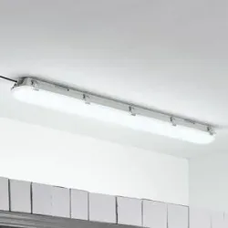 Arcchio Rao LED-Feuchtraumleuchte, Länge 121,5 cm, weiß / opal, für Badezimmer, Kunststoff, Modern, Wannen-Anbauleuchten
