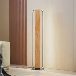 LED Stehlampe Romilda Lindby, Holz hell, für Wohn- / Esszimmer, Landhaus / Rustikal, LED Stehlampe
