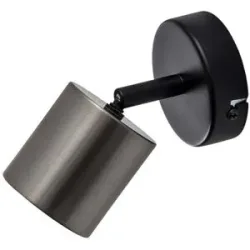 Wandstrahler Demia, schwarz/nickelfarben, 10 cm breit, GU10 Demia Luminex, dimmbar, schwarz, für Wohn- / Esszimmer, Metall, Modern, Strahler