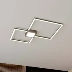 LED Deckenlampe Duetto Lindby, dimmbar, schwarz, für Wohn- / Esszimmer, Aluminium, Modern, LED Deckenleuchte