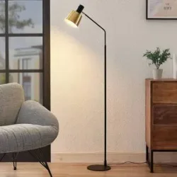 Stehlampe Vlada Lindby, schwarz, für Wohn- / Esszimmer, Metall, Skandinavisch, Stehlampe
