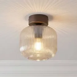 Deckenlampe Salvia TK Lighting, dimmbar, braun / rost, für Wohn- / Esszimmer, Glas, Deckenlampe