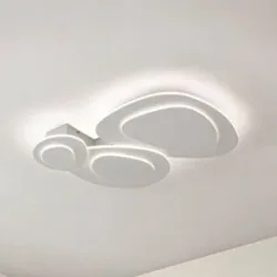 LED Deckenlampe Delar Lindby, dimmbar, weiß / opal, für Wohn- / Esszimmer, Kunststoff, Modern, LED Deckenleuchte