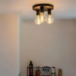 Deckenlampe Facil QAZQA, dimmbar, schwarz, für Wohn- / Esszimmer, Metall, Deckenlampe