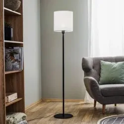 Stehlampe Harris Argon, schwarz, für Wohn- / Esszimmer, Textil / Stoff / Seide, Stehlampe