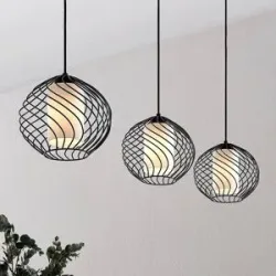Hängelampe Cedrice Lindby, dimmbar, schwarz, für Wohn- / Esszimmer, Metall, Vintage, Pendelleuchte