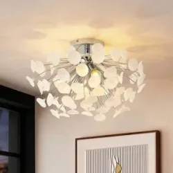 Deckenlampe Yurina Lindby, dimmbar, weiß / opal, für Wohn- / Esszimmer, Kunststoff, Modern, Deckenlampe