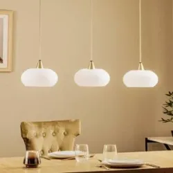 Designer Hängelampe Sharvil Lucande, dimmbar, weiß / opal, für Wohn- / Esszimmer, Glas, Design, Pendelleuchte