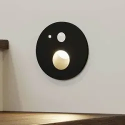 Arcchio Neru LED-Einbaulampe, Sensor, rund schwarz, schwarz, für Wohn- / Esszimmer, Aluminium, Modern, Wandeinbaustrahler