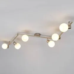 Deckenlampe Elaina Lindby, dimmbar, alu / grau / zink, für Wohn- / Esszimmer, Metall, Modern, Deckenlampe
