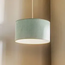 Hängelampe Pastell Roller Duolla, dimmbar, grün, für Wohn- / Esszimmer, Textil / Stoff / Seide, Pendelleuchte