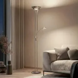 LED Deckenfluter Josefin Lindby, dimmbar, alu / grau / zink, für Wohn- / Esszimmer, Metall, Modern, LED Stehlampe